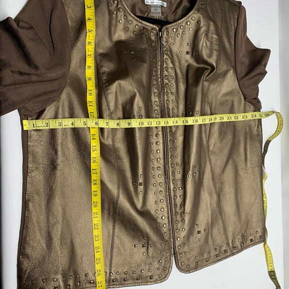 Peter Nygard womens leather jacket size 3X bronze color - Picture 3 of 4